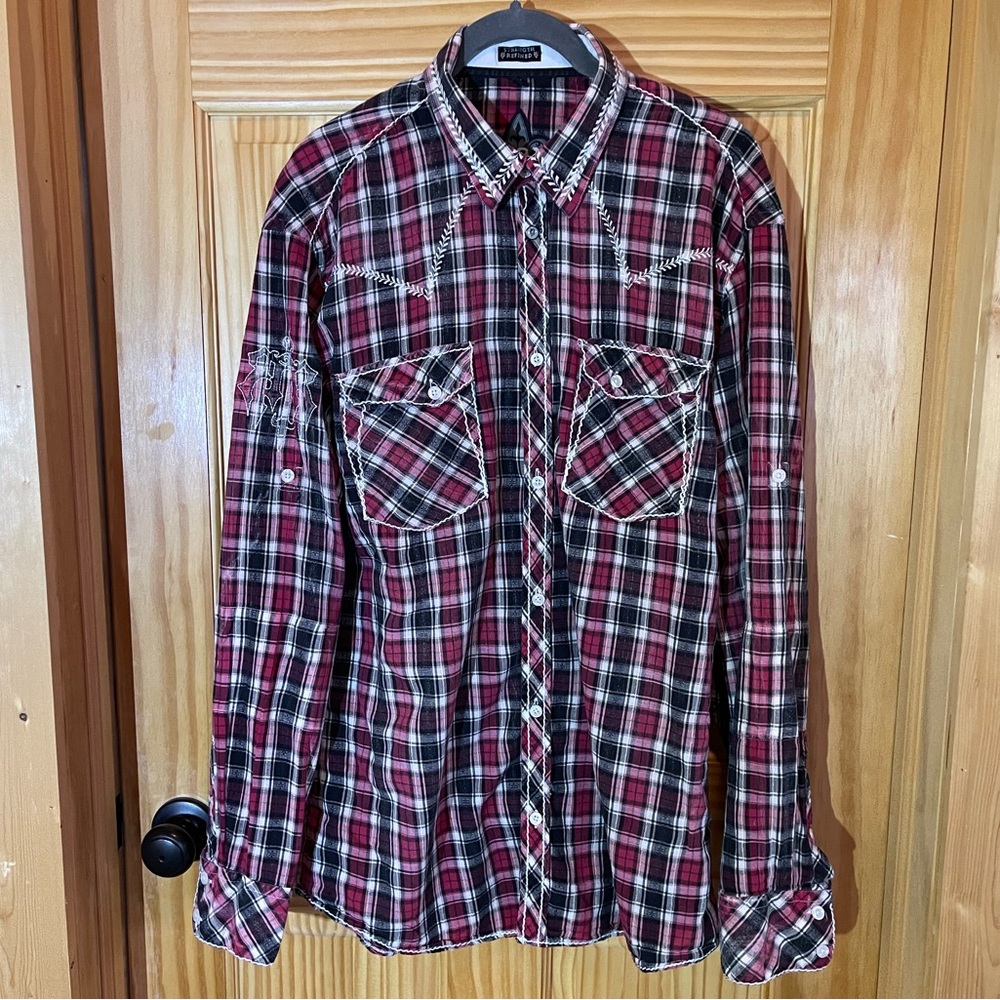 Roar Red and Black Plaid Casual Shirt
